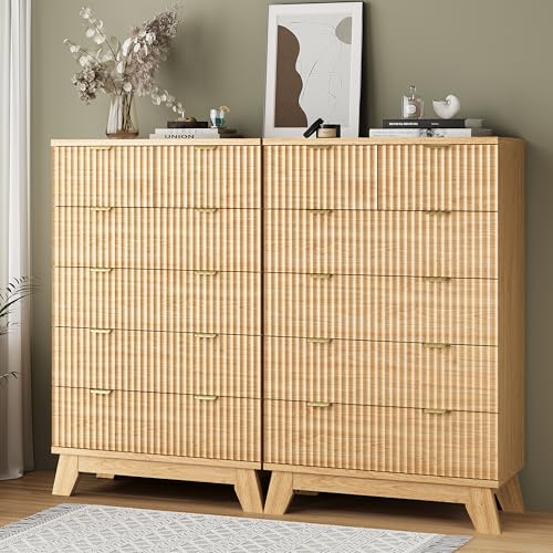 Fluted Dresser for Bedroom with 6 Drawers