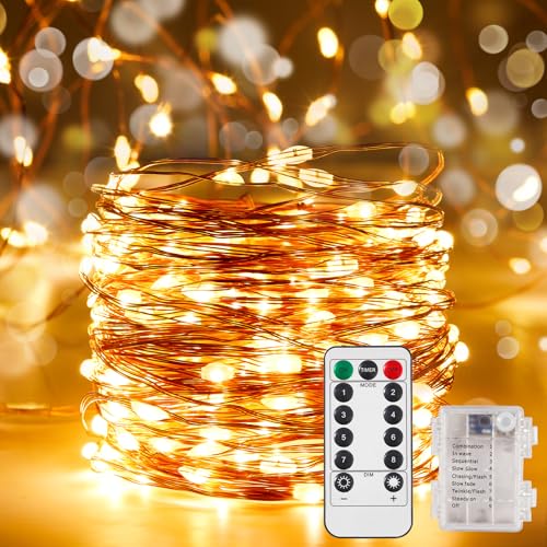 2 Pack 16.4 Ft. Battery Operated Outdoor String Lights with Remote & Timer (2 Count)