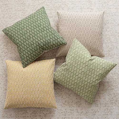 Decorative Floral Print Throw Pillow Covers 22×22 Lime Green (2 Count)