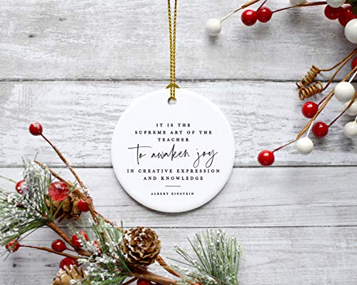 Round Ceramic Porcelain Christmas Tree Ornament for Teacher Thank You Gift