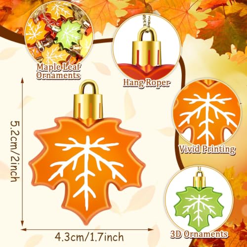 24Pcs Fall Thanksgiving Ornaments for Tree Leaf Hanging Decor (24 Count)