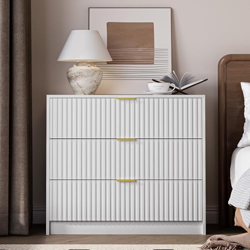 White Fluted Dresser for Bedroom