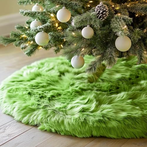 24 Inch Green Christmas Tree Skirt Plush Decoration for Merry Christmas Party