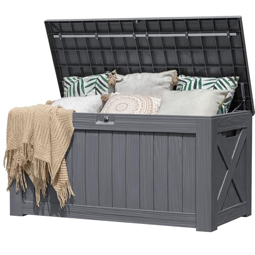 Resin Deck Box 120 Gallon Waterproof Large Outdoor Storage Box