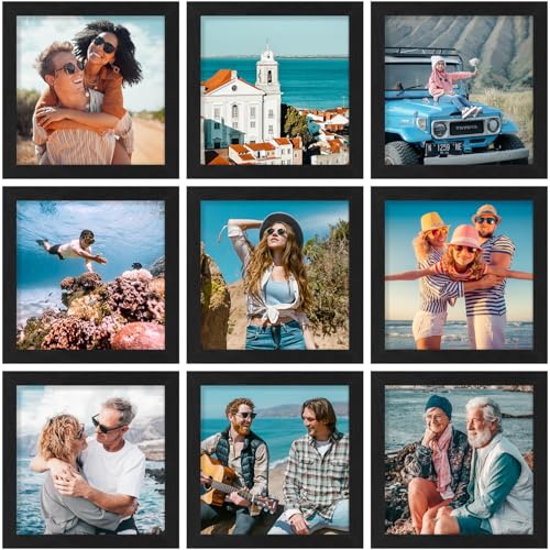8x8 Picture Frames Set of 9 for Wall or Tabletop Display (9 Count)