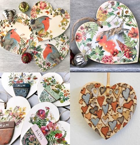 FCECOR 100PCS 4" Wooden Hearts for Crafts (100 Count)