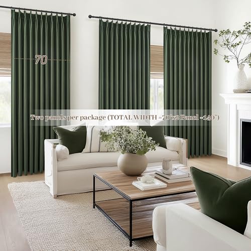 Curtains 70 Inch Length Extra Wide Pinch Pleated Blackout Curtain for Sliding Glass Door (2 Count)