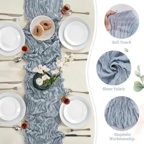 12 Pack Dusty Blue Cheesecloth Table Runner 10FT Boho Home Decor (44.16 Ounce)