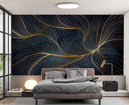 Simple Golden Lines wall Mural Wallpaper for Bedroom 137" x 100" (95.12 Sq Ft)