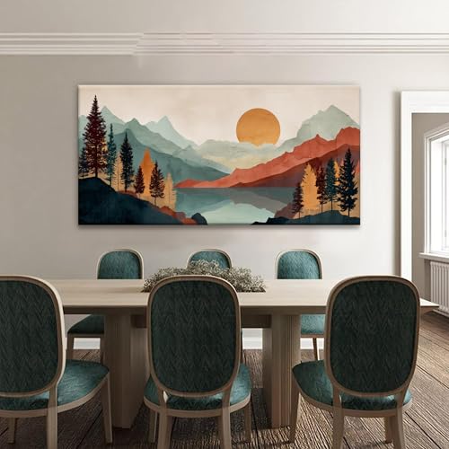 Mountain Modern Abstract Boho Wall Art For Living Room 24×48 In