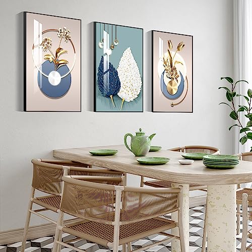 Abstract Modern Minimalist Natural Framed Decorative Painting Bright style Wall Art Set of 3Wall Decor for Living Room (3 Count)