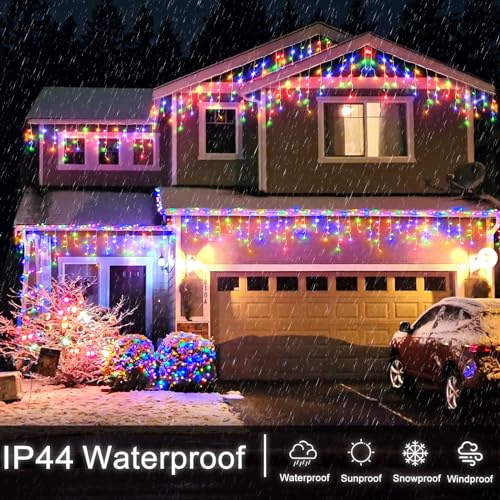 66FT Icicle Lights for Outside 640 LED Multicolor Christmas Lights Outdoor