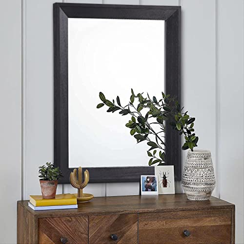 Black Mirrors for Wall Rectangle Wood Framed Large 26"x18" Decorative Wall Mirror for Bedroom Bathroom Living Room Dressing Room Entryway