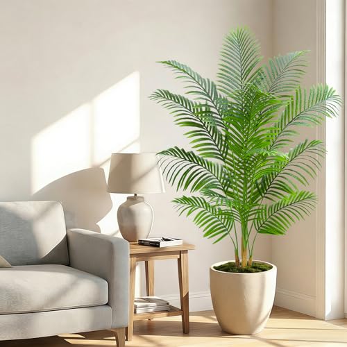 Artificial Palm Tree Plant 6FT Tall Fake Tropical Palm Tree in Pot (18 Count)