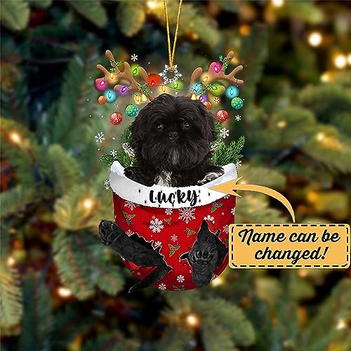 Black Shih Tzu Dog Christmas Ornament