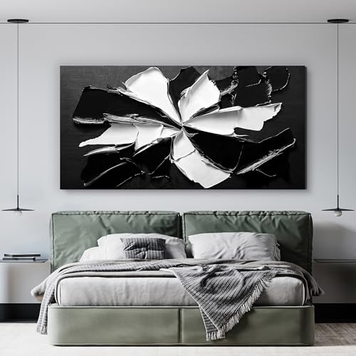 Abstract Wall Art Decor Modern Large Wall Art for Living Room Abstract Canvas Art Wall Decor Oversized Black and White Wall Art Prints Flowers Artwork for Walls Office Home Decorations 35" X 70"