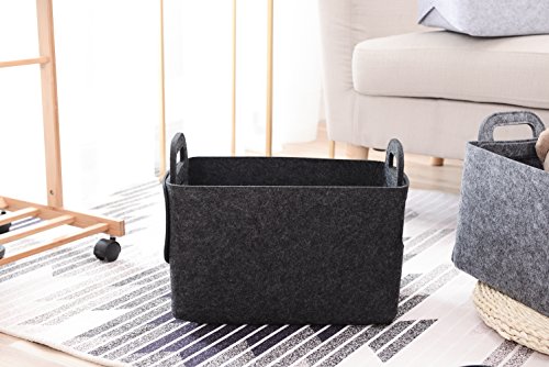 Storage Basket Felt Storage Bin Collapsible& Convenient Box Organizer with Carry Handles for Office Bedroom Closet Babies Nursery Toys Laundry