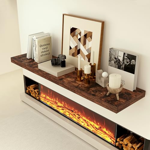 55 x 12 Deep Floating Shelves Wall Mounted Set of 1 Rustic Brown