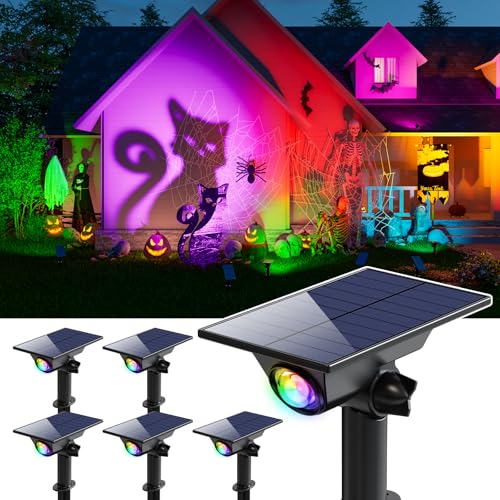 6 Pack Color Changing Solar Power Spot Lights for Halloween Decorations LED (6 Count)