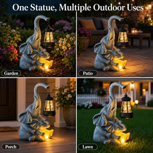 Solar Elephant Garden Statue with Lantern