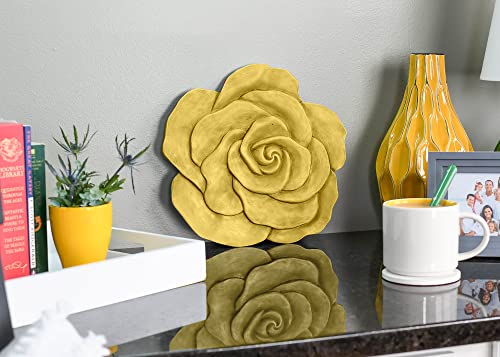 NAT & Jules Rose Flower Shaped Dimensional Indoor Outdoor 12 inch Cast Resin Decorative Garden Stepping Stone