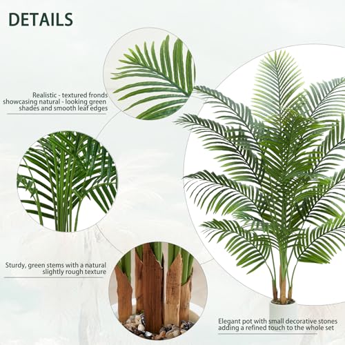 Artificial Palm Tree Plant 6FT Tall Fake Tropical Palm Tree in Pot (18 Count)