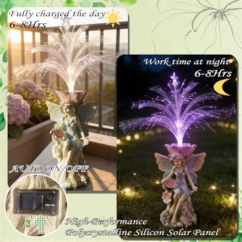 Fairy Garden Decor Statue Solar Fairy Garden Statues With Fiber Optic Light