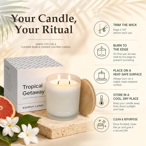 Tropical Getaway Coconut & Grapefruit Scented Candle (14 Ounce)