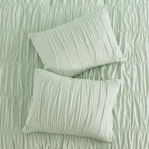 Green Gingham Twin XL Comforter Set