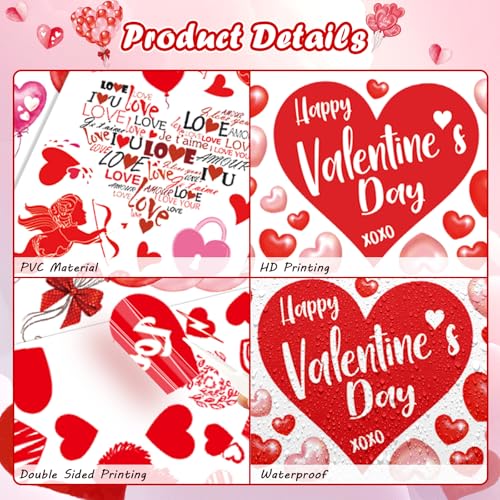 Valentine's Day Hearts Window Clings for Glass Window 7 Sheets 127 Pcs Happy Valentines Day Heart Window Stickers Decals Decorations Party Supplies for Wedding Anniversary Valentines (127 Count)