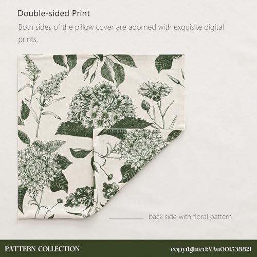 Set of 2 Linen Floral Throw Pillow Covers Neutral Vintage Print Decorative Cozy Cushion Covers Farmhouse Boho Home Decor for Sofa Chair Couch Bedroom Living Room