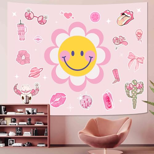 Y2K Tapestry Pink Sun Wall Tapestry