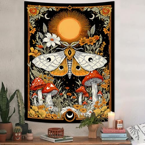 Mystical Moth and Sun Tapestry