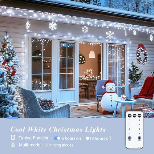 Clear Wire 720LED 230 FT White Christmas Lights with 8 Modes (230 Foot)