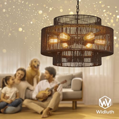 23.6" Black Rattan Chandelier