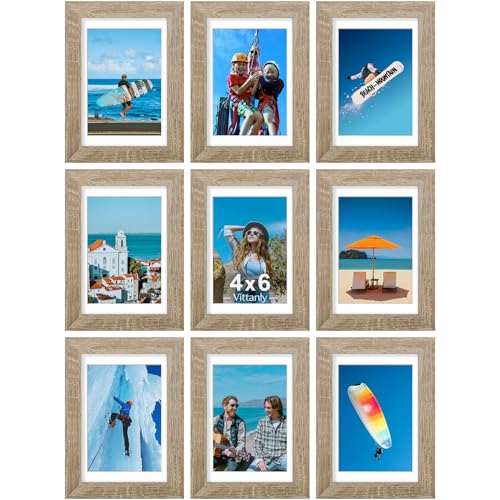 4x6 Picture Frames Set of 9 for Wall Mount & Tabletop (9 Count)