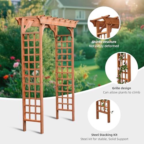 Solid Fir Wood Garden Arch Trellis for Climbing Plants Outdoor