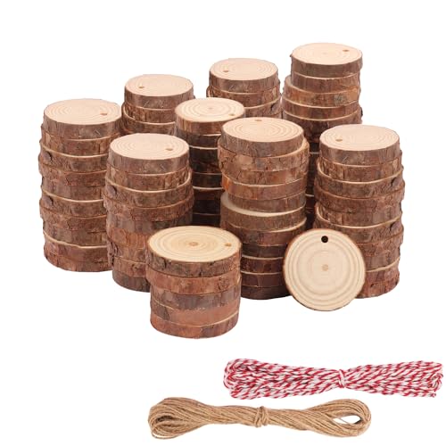 100 PCS 2.4 2.8 Inch Unfinished Wood Slices (100 Count)