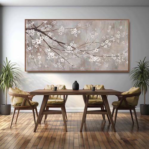 Floral Wall Art Framed Flowers Prints Poster Artwork Plum Blossom Pictures Extra Large Arts 36"x70" for Living Room