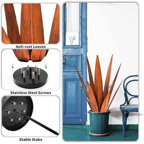 24" Metal Agave Plant Outdoor Decor