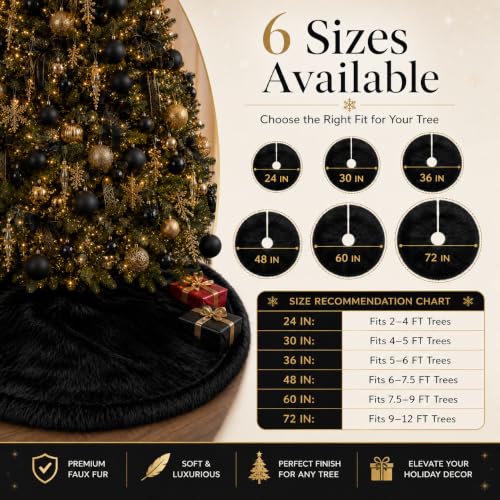 30 Inch Black Christmas Tree Skirt