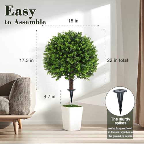 2 Pack UV Resistant Artificial Eucalyptus Boxwood Plants Outdoor (2 Count)