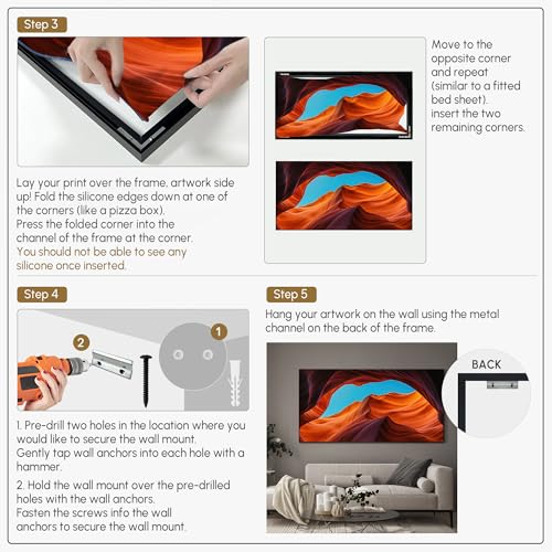 36"x72" Extra Large Framed Wall Art Antelope Canyon Rock Formation with Vibrant Colors for Home Living Room Bedroom Decor