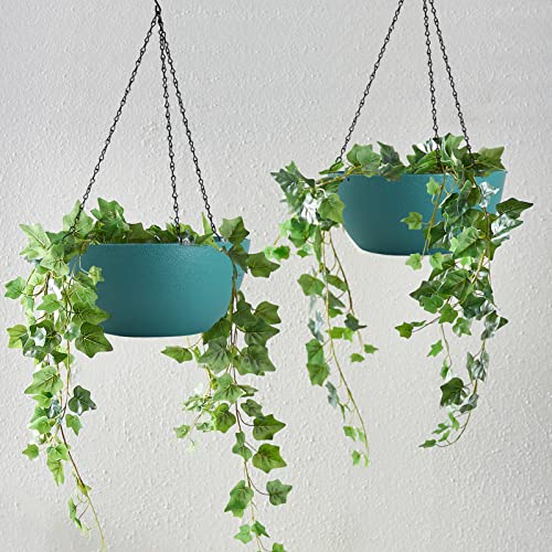13 inch 2 Pack Large Hanging Planters for Indoor Outdoor Plants with Drainage Holes and Chain (2 Count)