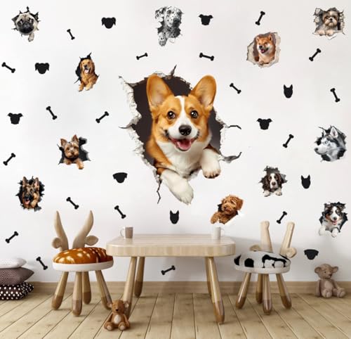 Large 3D Dogs Wall Stickers (24 Count)