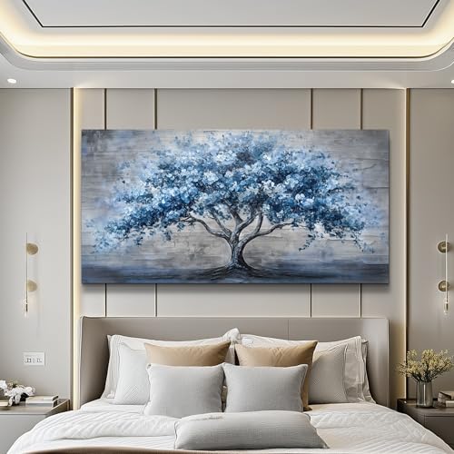 Large Canvas Wall Decor Painting Wall Art For Bedroom Living Room Decoration Abstract Blue Tree Artwork Print Picture Room For office Room Dining Room Home Decor Home Aesthetics 30x60 In