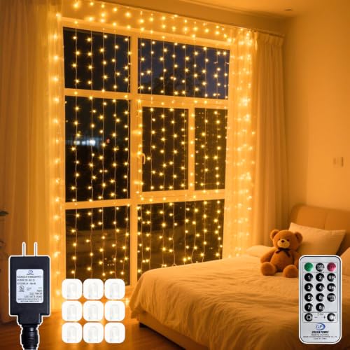 300 LED Warm White Curtain String Lights 9.8x9.8FT