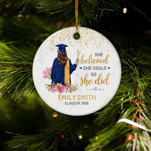 Personalized Graduation Christmas Ornament Class of 2024 Graduate Ceramic Ornaments Graduation Keepsake Gifts Xmas Tree Decorations