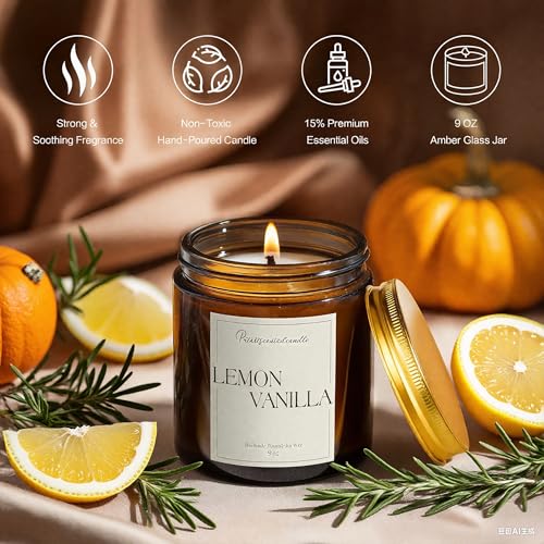 Lemon Vanilla Scented Candle for Home (14 Ounce)