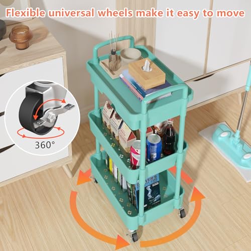 3 Tier Utility Cart with Drawer & Wheels